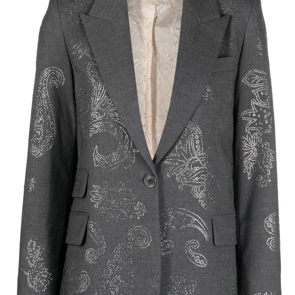 SOLD Zadig & Voltaire Venus Gray Crystal Paisley Blazer, M